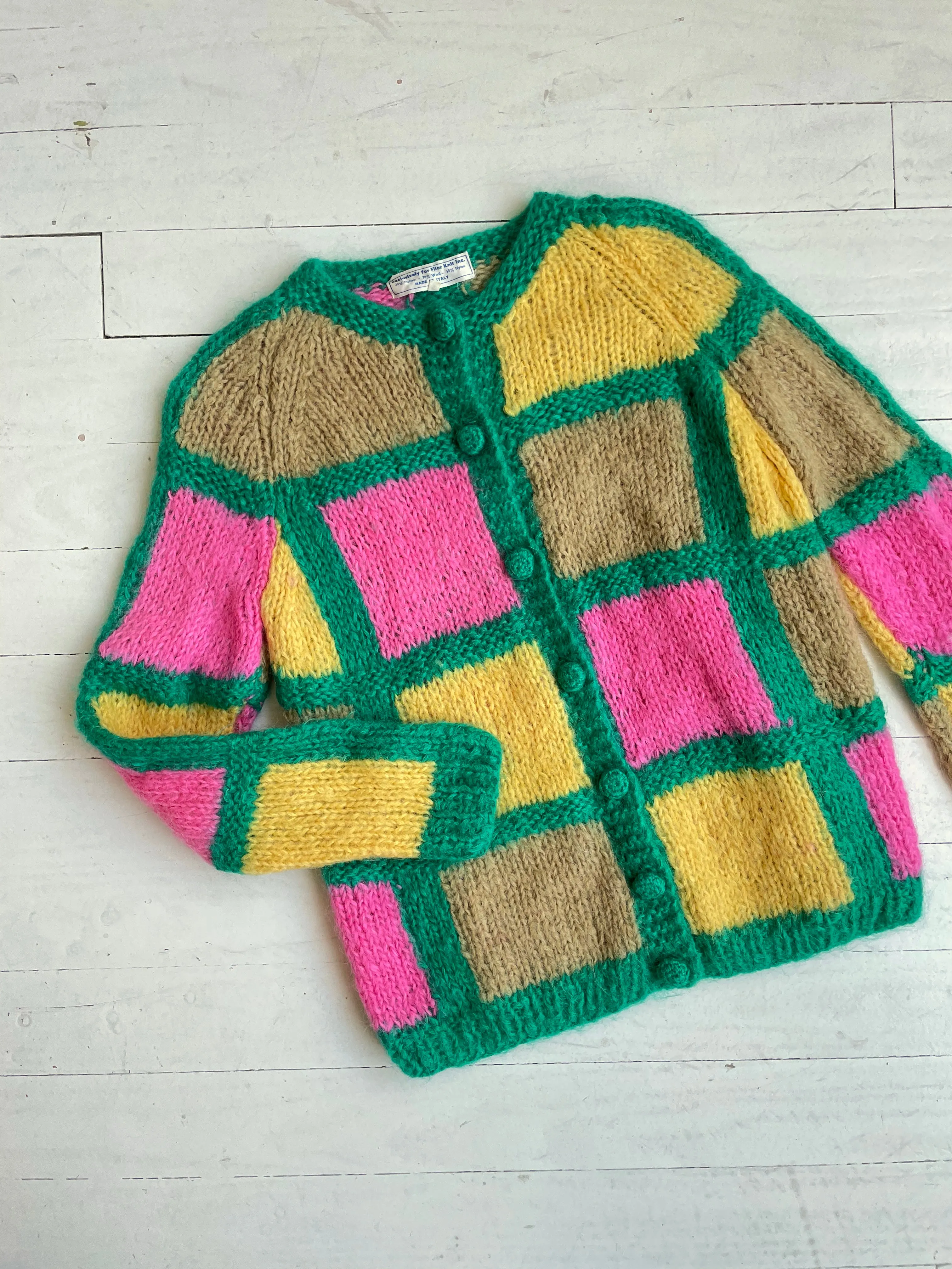 1960s Windowpane Mohair Cardigan