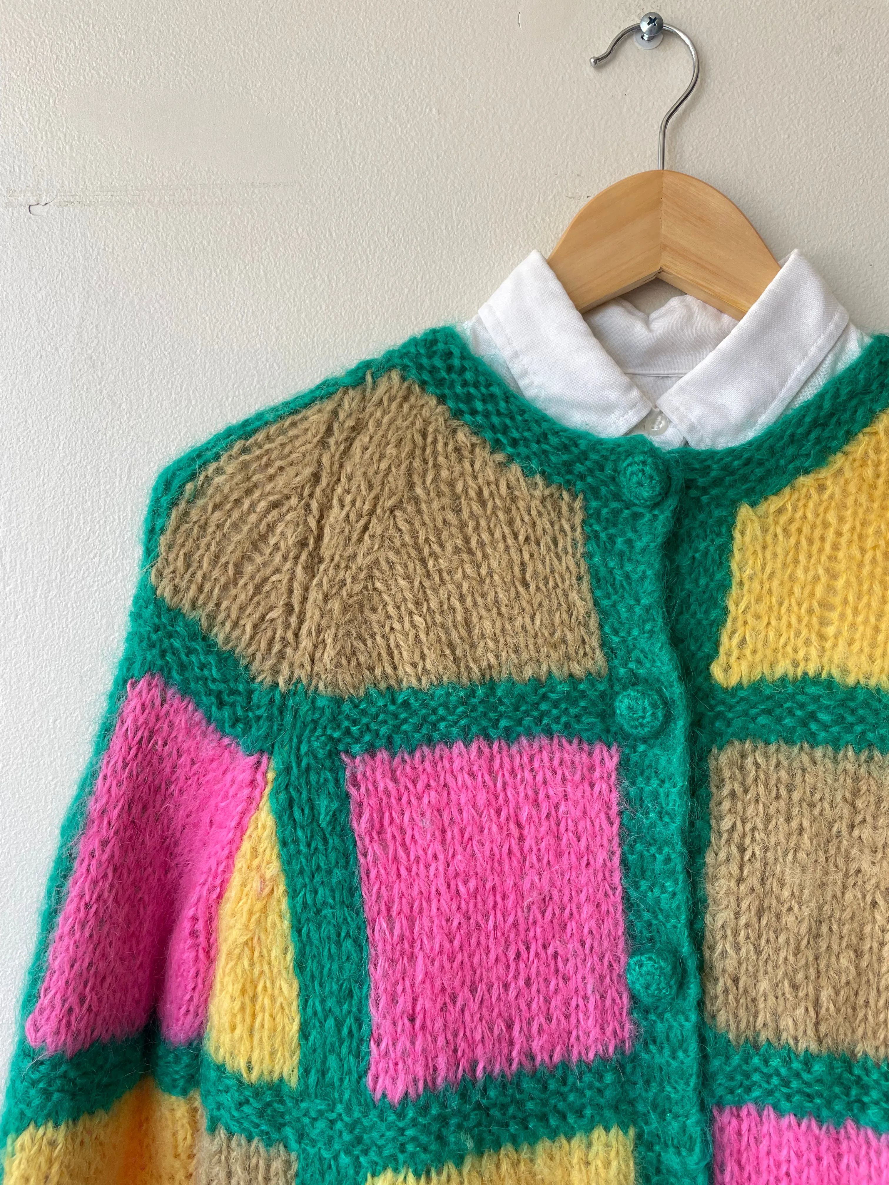1960s Windowpane Mohair Cardigan