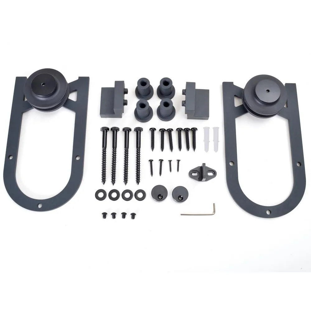 72 in. Classic Bent Strap Barn Style Sliding Door Track and Hardware Set
