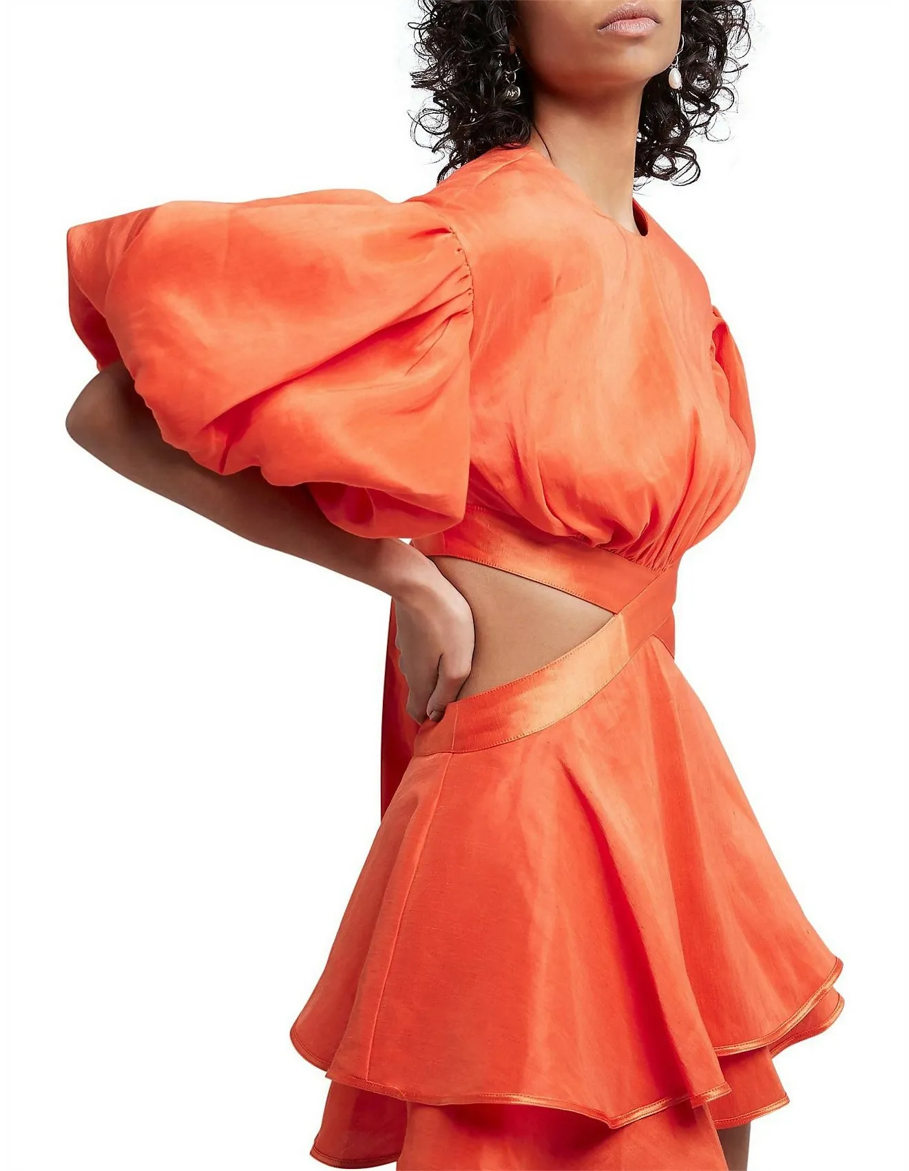 Aje Gracious Cut Out Mini in Saffron Red Size AU 6