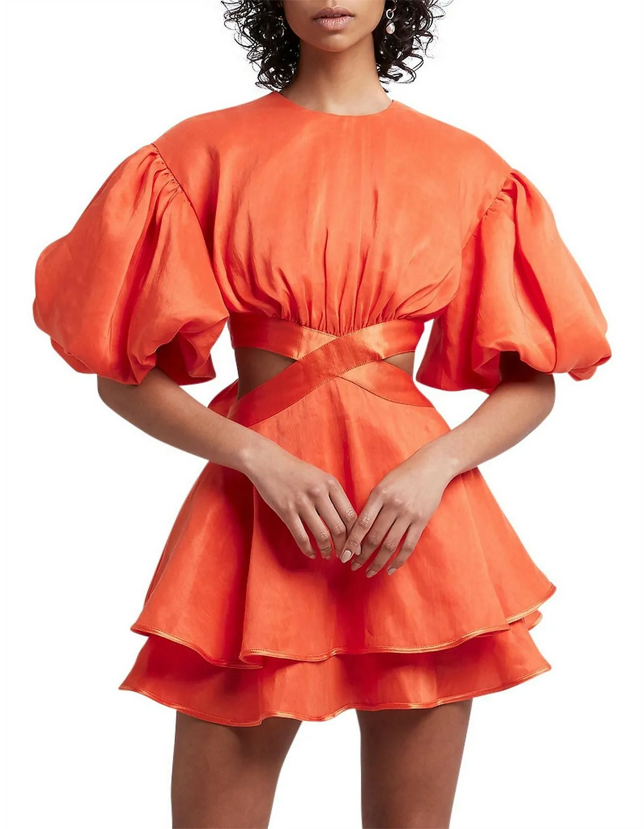 Aje Gracious Cut Out Mini in Saffron Red Size AU 6