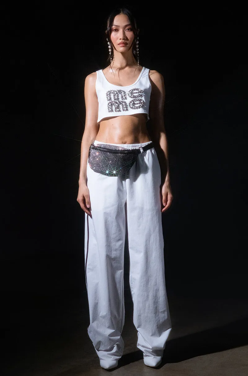 AZALEA WANG BOOT TRACK PANT IN WHITE