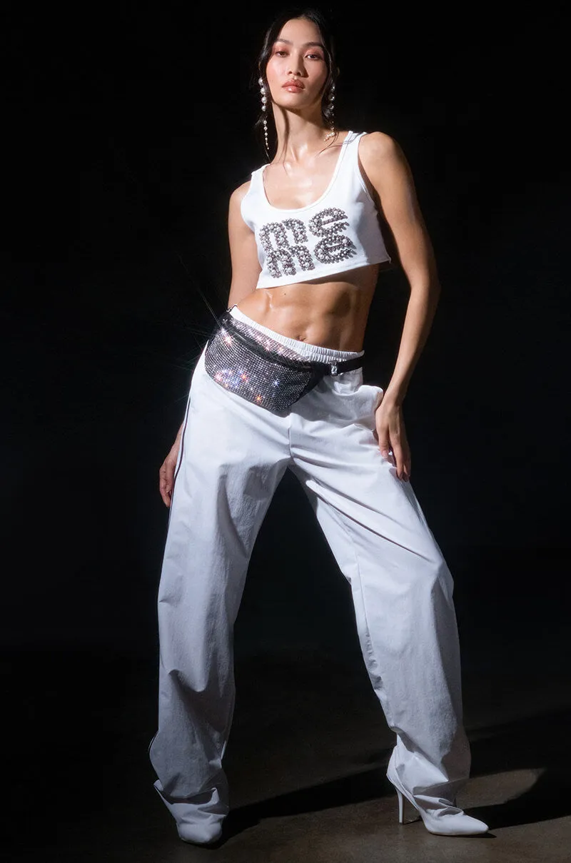 AZALEA WANG BOOT TRACK PANT IN WHITE