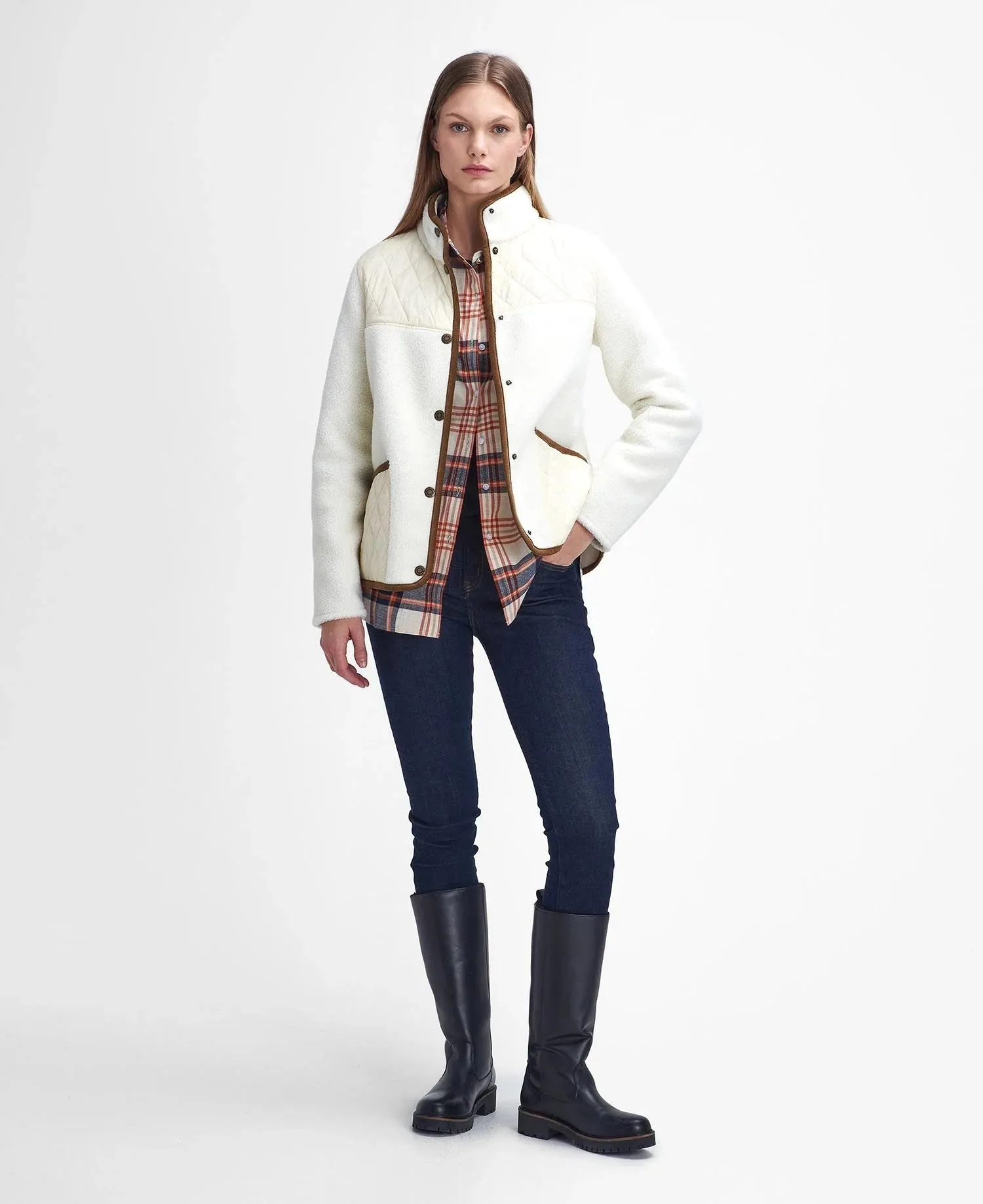 Barbour LADIES Brambles Fleece - Winter Pearl