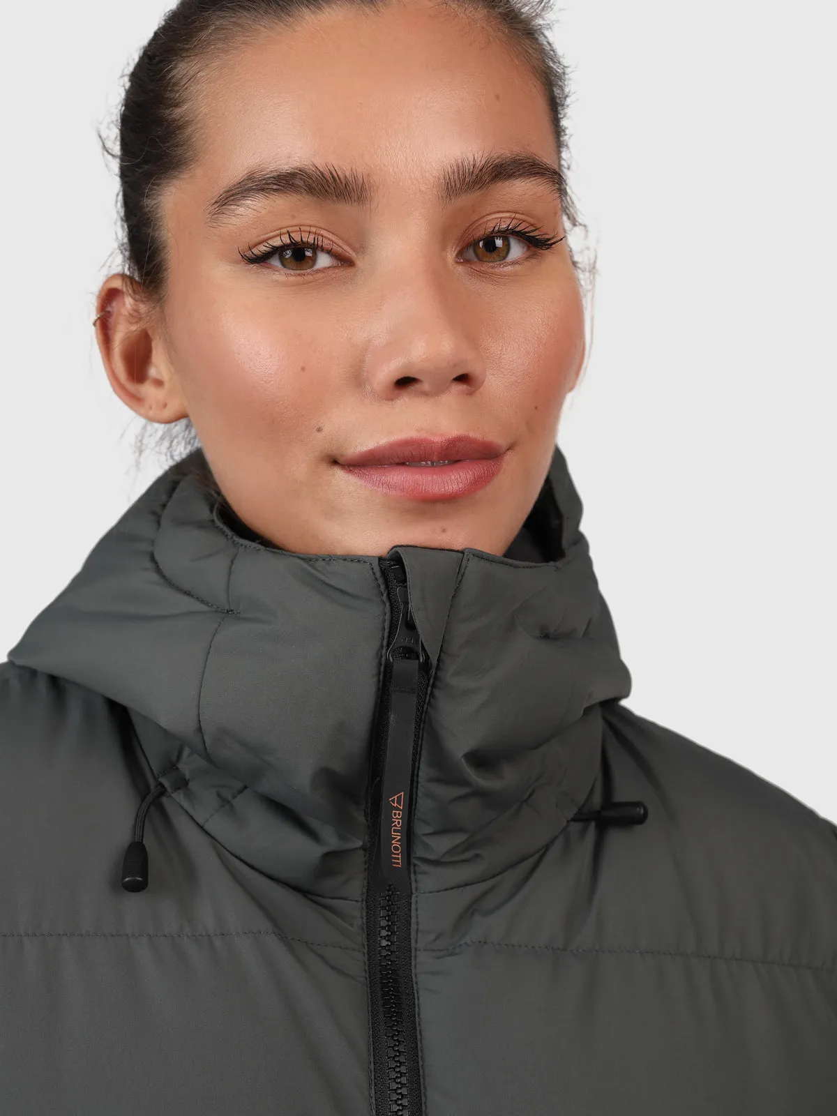 Bigsur Women Long Puffer Coat | Mud Green