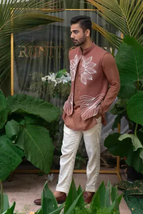 Brown Embroidered Bundi