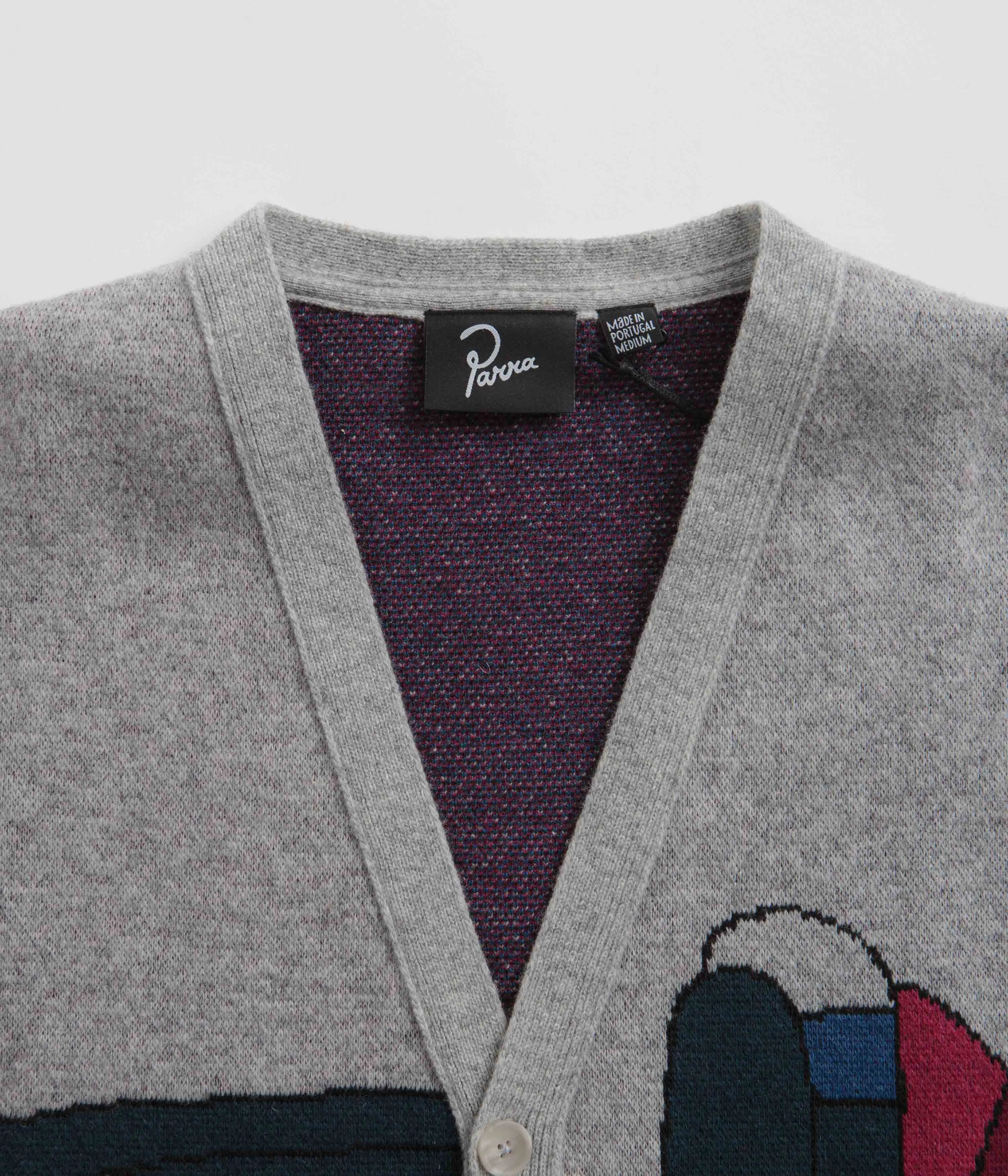 by Parra No Parking Knitted Cardigan - Grey Melange