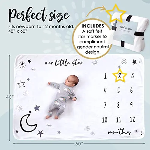 CALLOO Baby Monthly Milestone Blanket Girl Stars