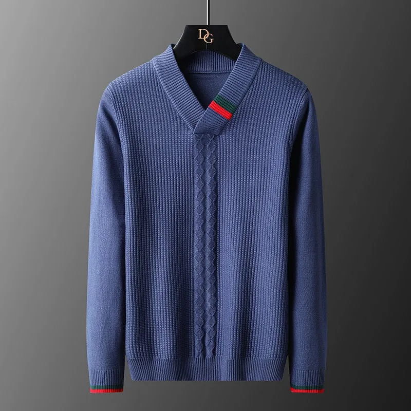 Chest Braided Decorated V-Neck Sweater