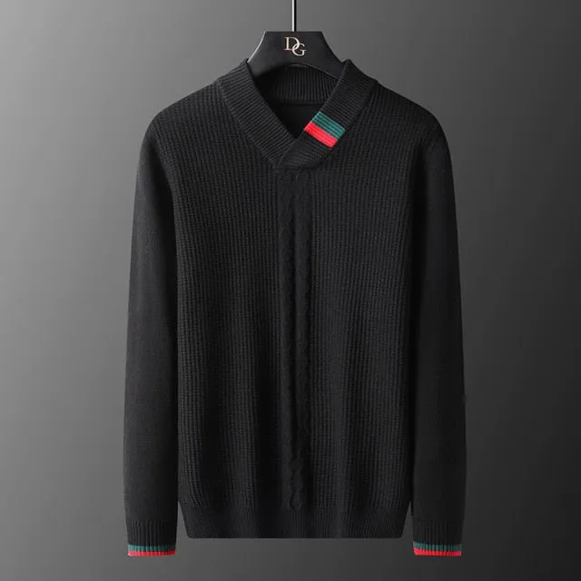 Chest Braided Decorated V-Neck Sweater