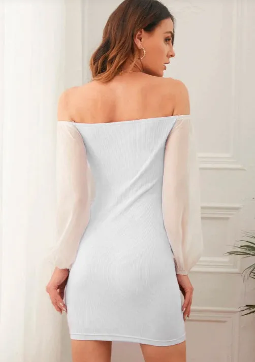 Color block off shoulder bodycon