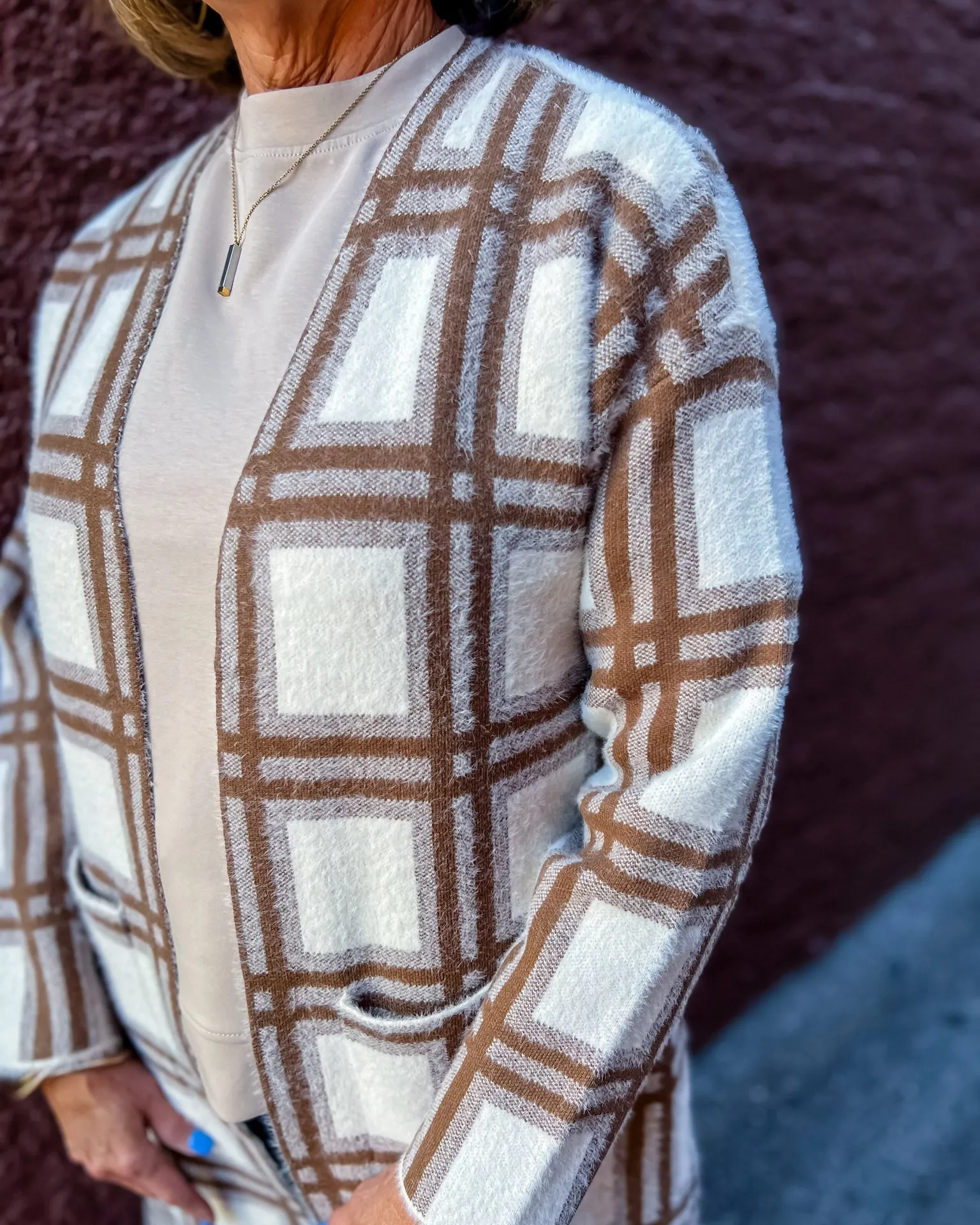 Cream/Camel Plaid Cardigan