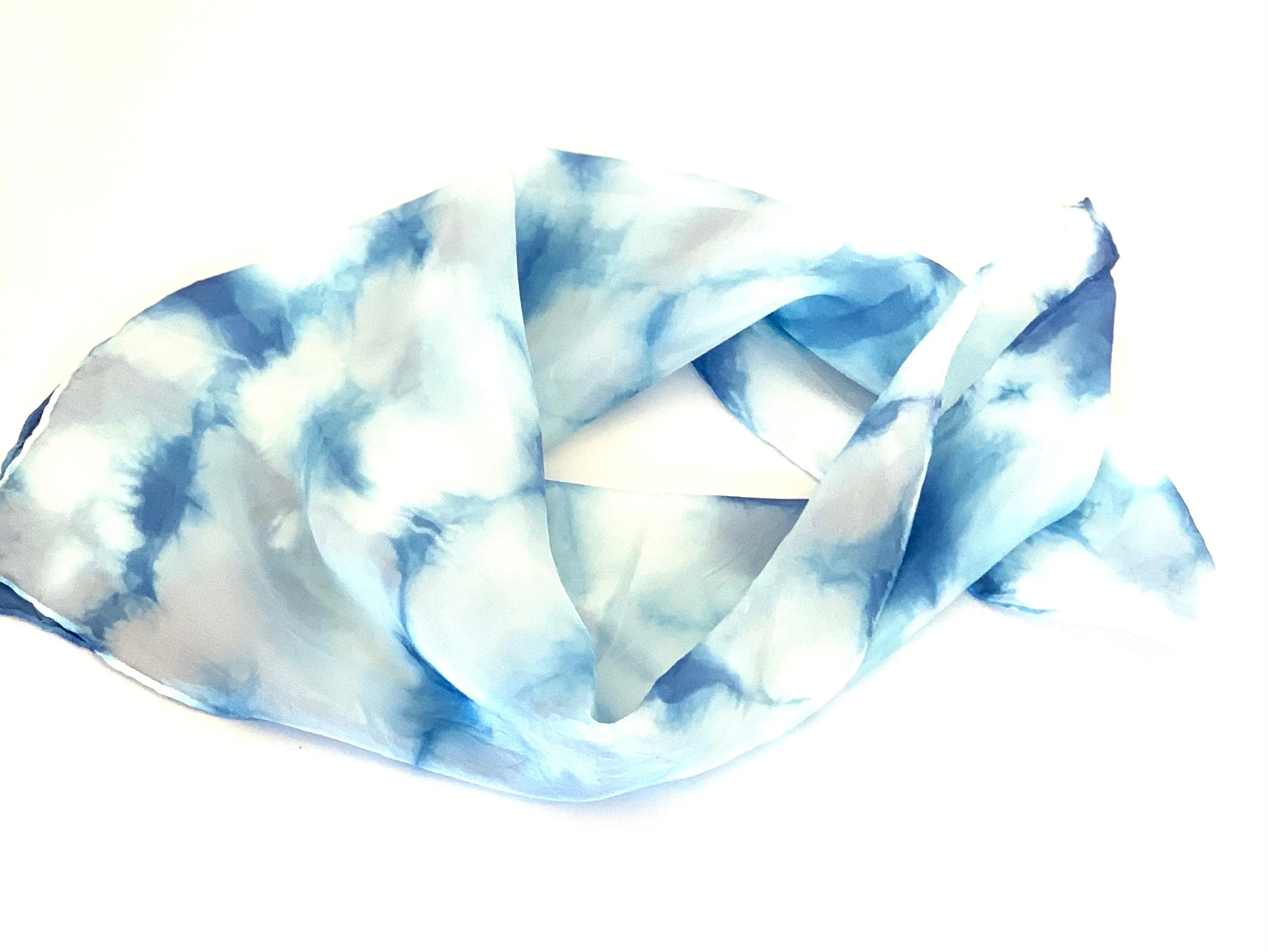 Designer Silk Scarf Shibori Blue