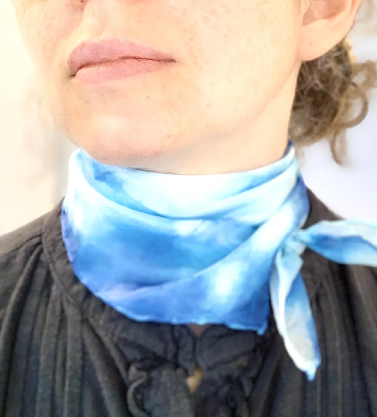 Designer Silk Scarf Shibori Blue