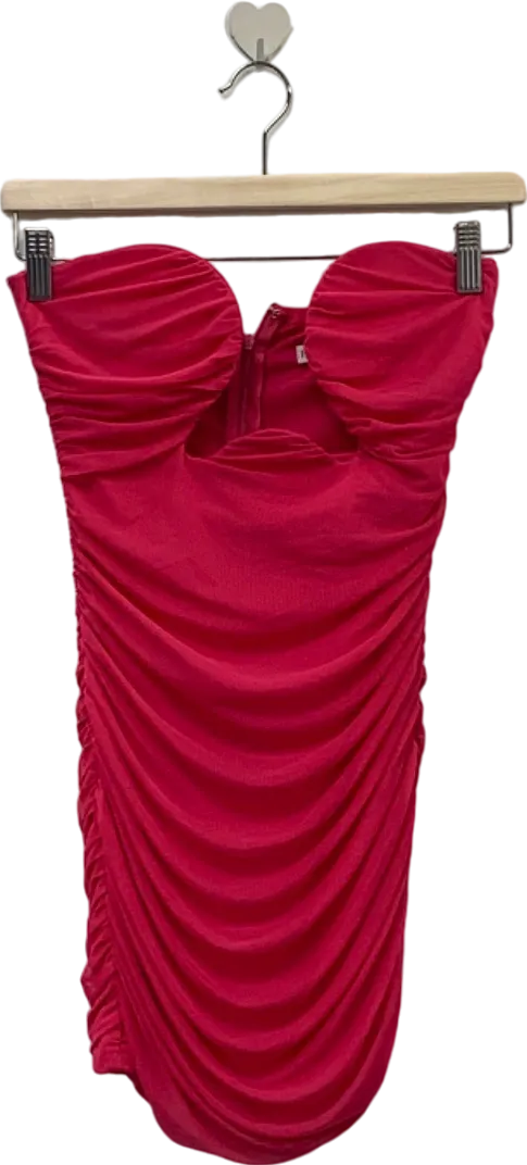 Fashion Nova Red Ruched Bodycon Dress XS