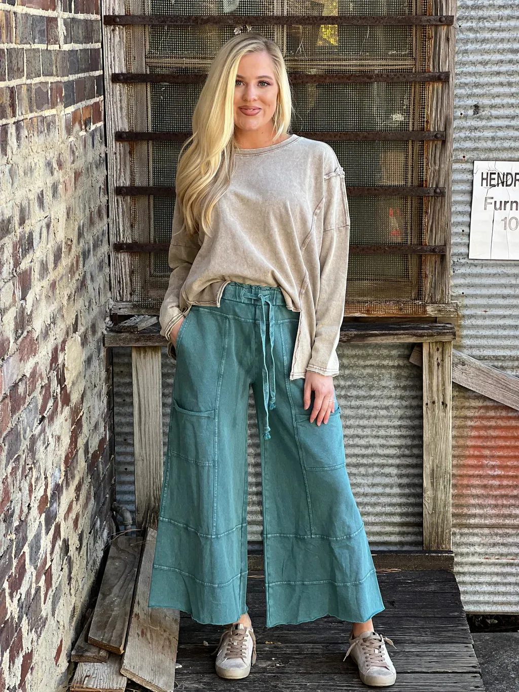 Feeling Good Utility Wide Leg Terry Pants