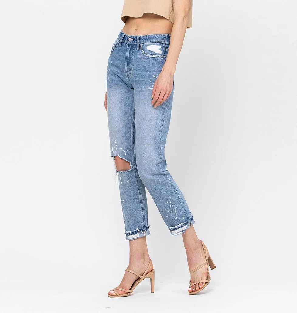 flying monkey: high rise distressed boyfriend crop jean