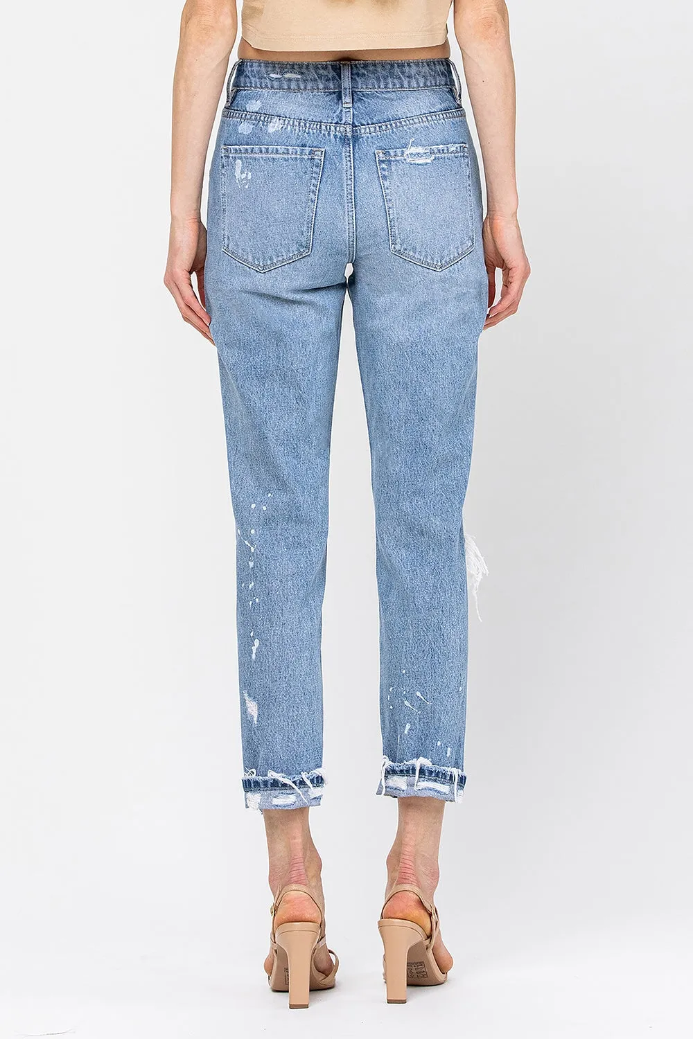flying monkey: high rise distressed boyfriend crop jean