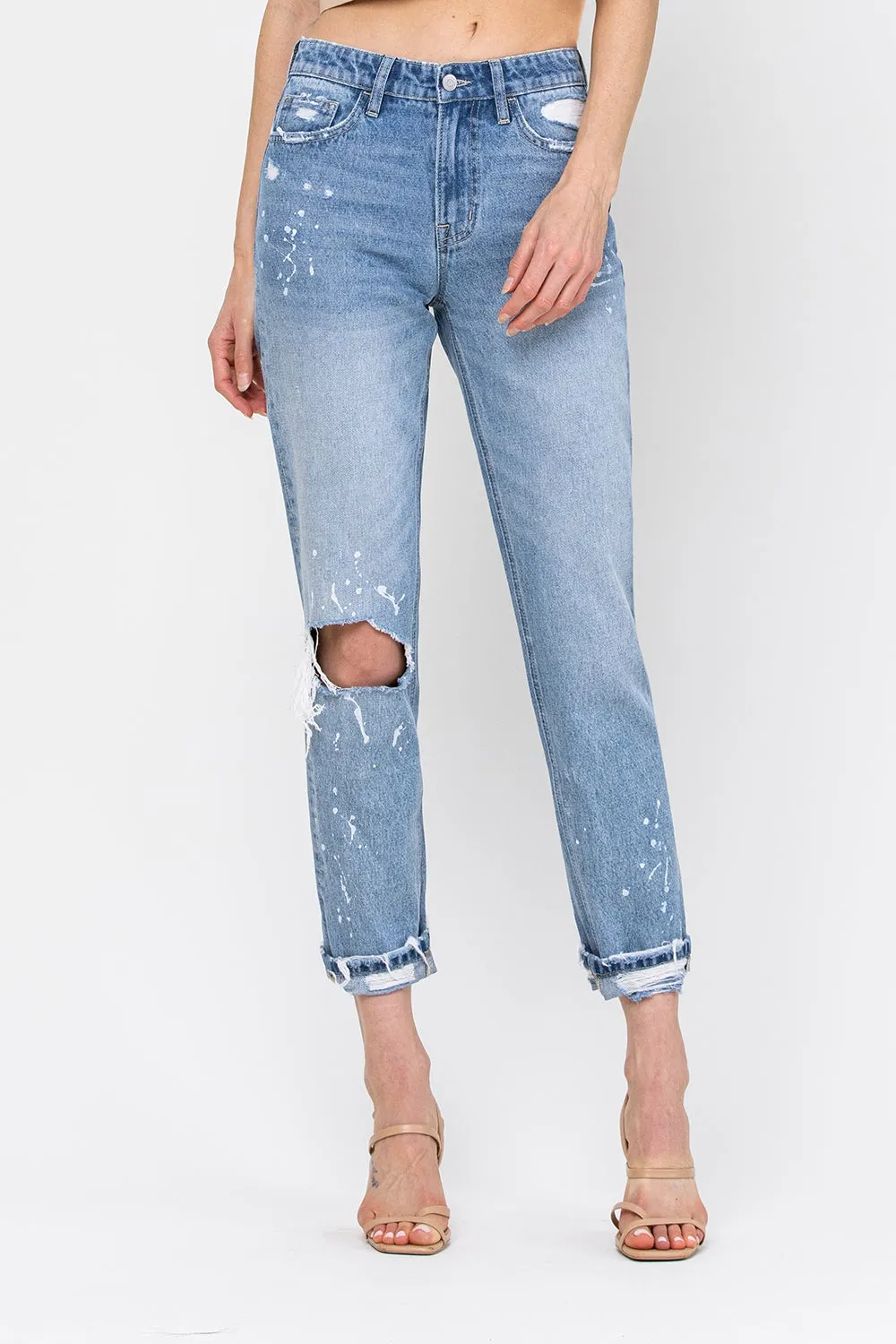 flying monkey: high rise distressed boyfriend crop jean