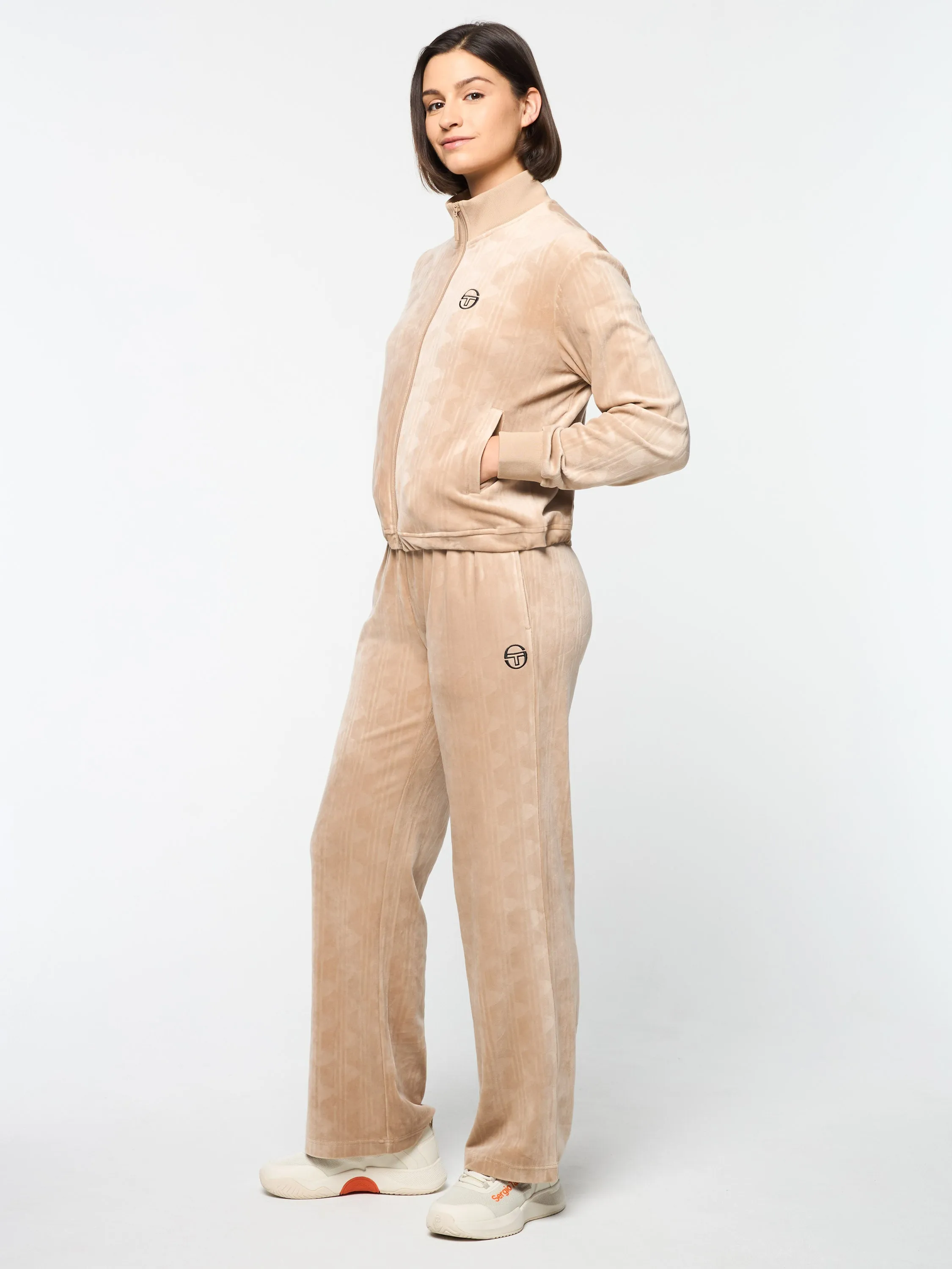 Gabrisa Velour Track Jacket- Humus