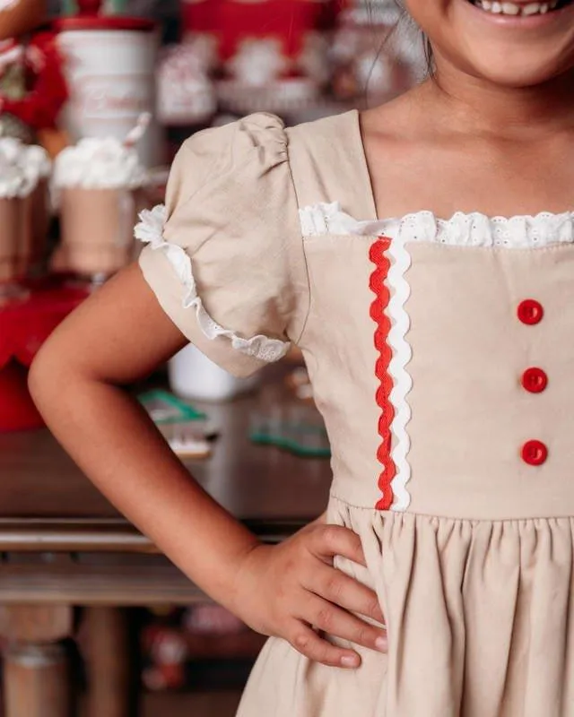 Girl's Holiday Twirl Dress - Gingerbread Girl