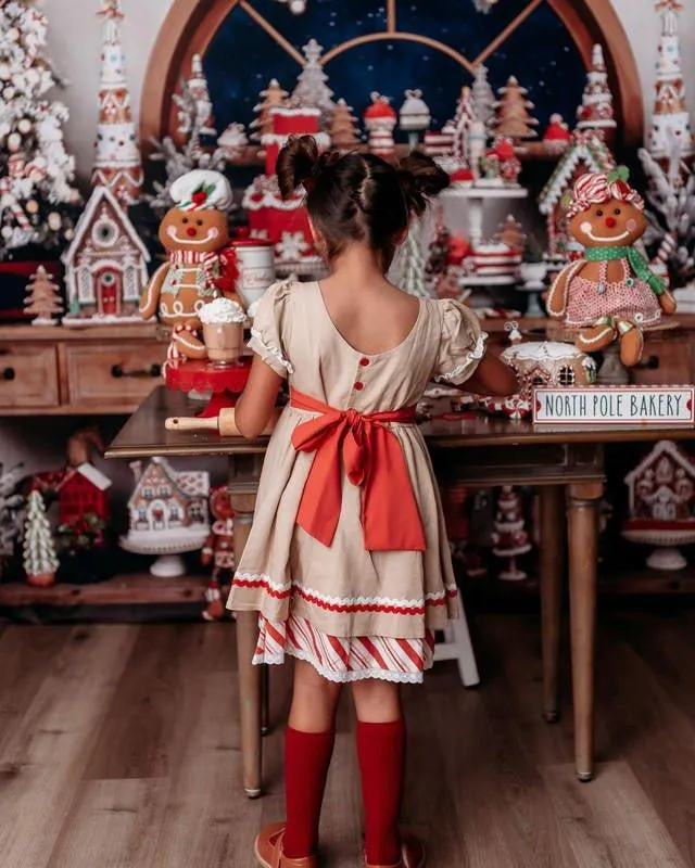 Girl's Holiday Twirl Dress - Gingerbread Girl
