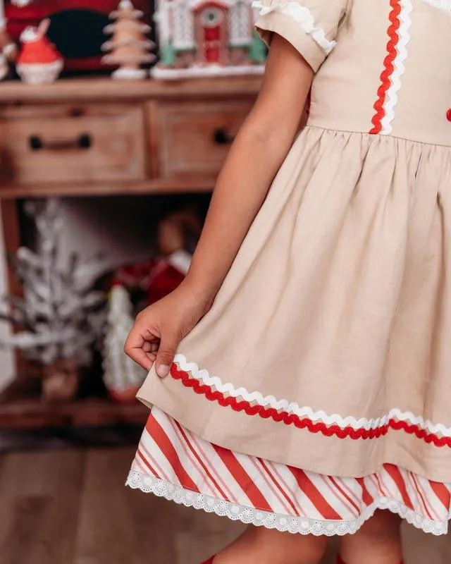 Girl's Holiday Twirl Dress - Gingerbread Girl