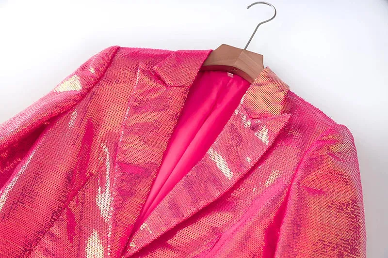 Glitter Sequinned Blazer Shorts Suit