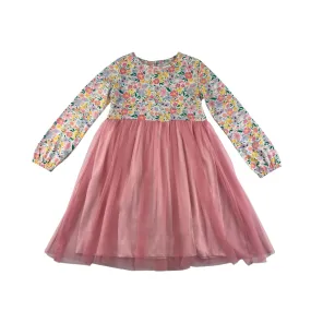 Leigh Tucker Willow dress 6-7 years pink floral tulle layered cotton