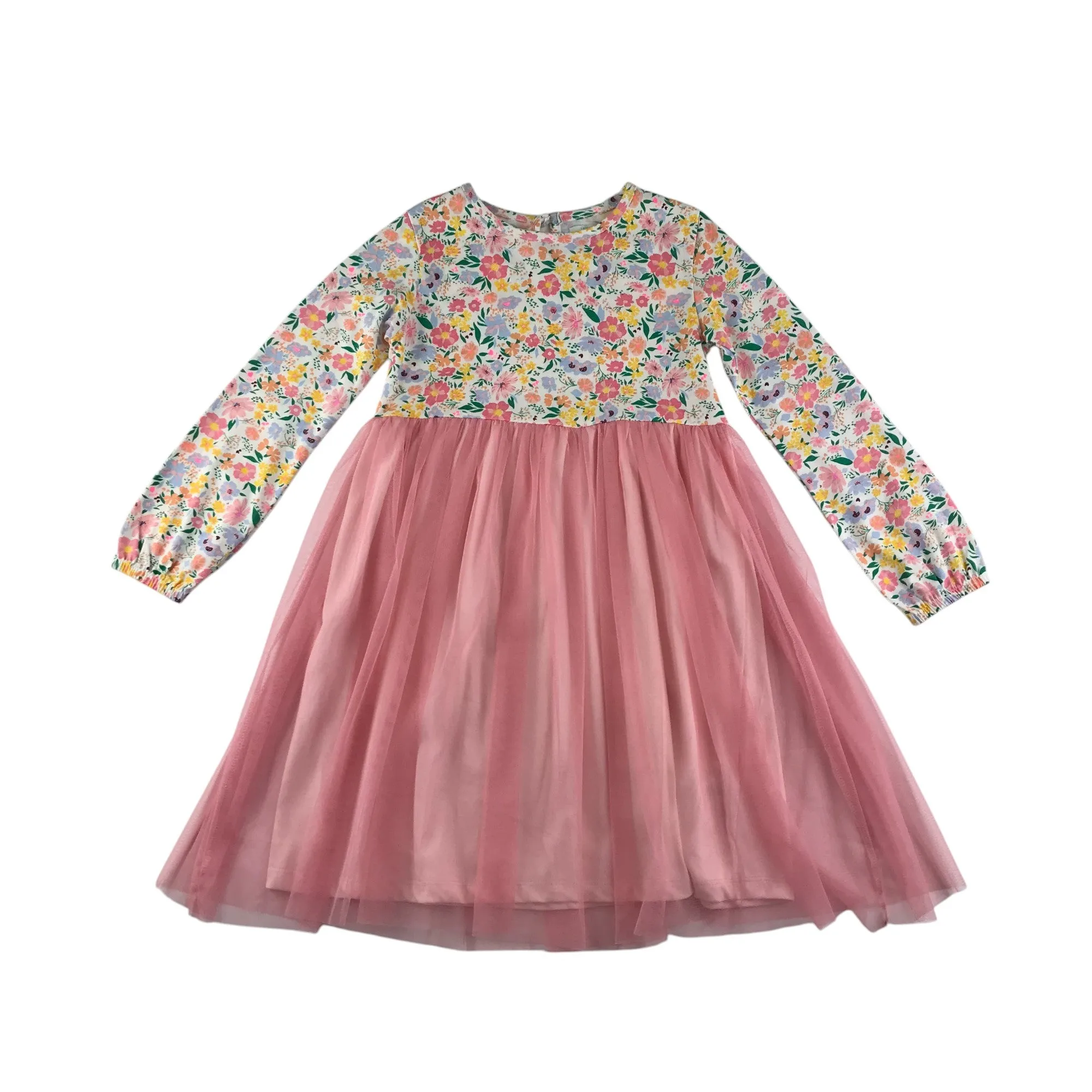 Leigh Tucker Willow dress 6-7 years pink floral tulle layered cotton
