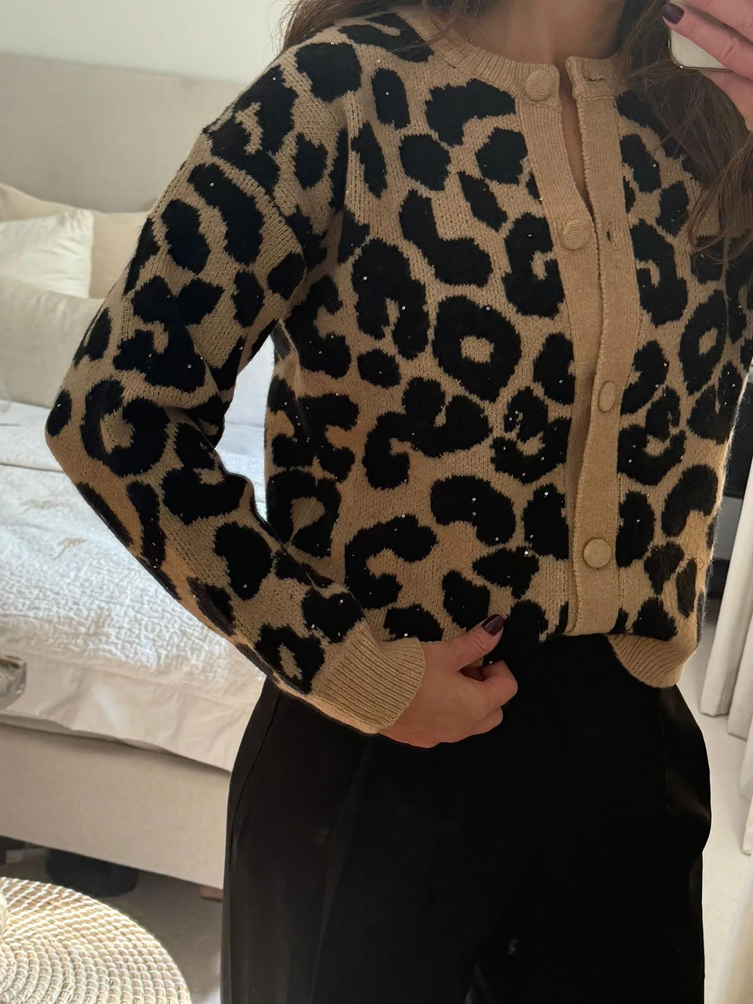Leopard Print Sparkle Cardigan