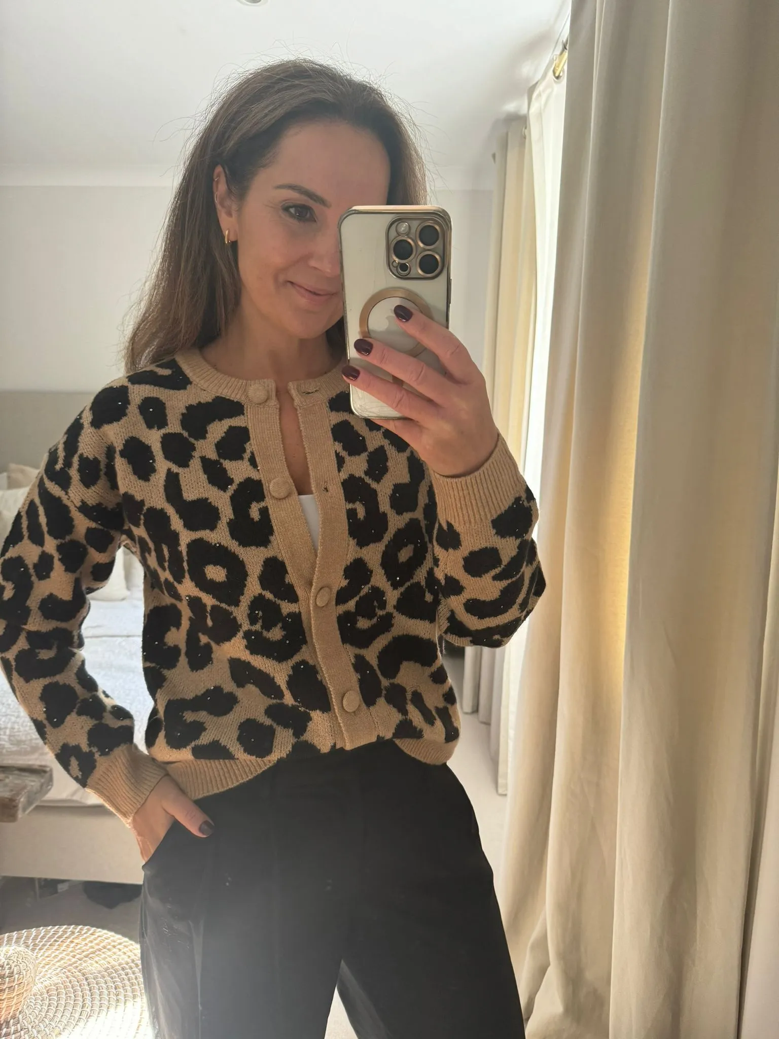 Leopard Print Sparkle Cardigan