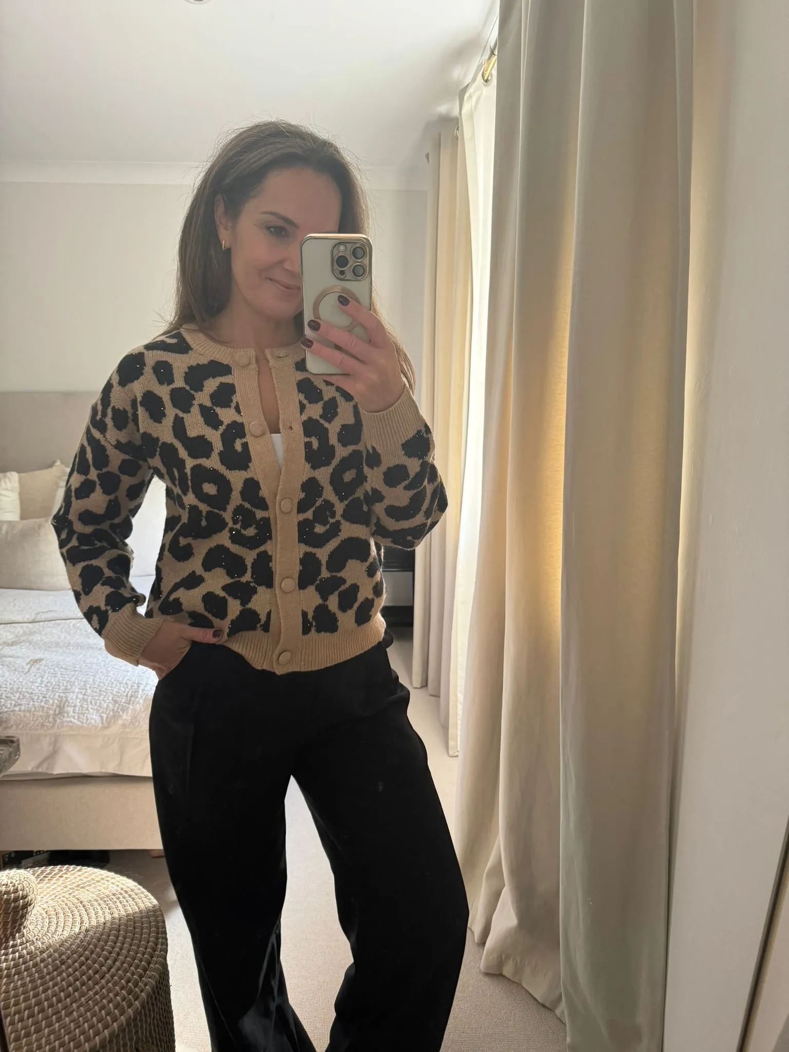Leopard Print Sparkle Cardigan