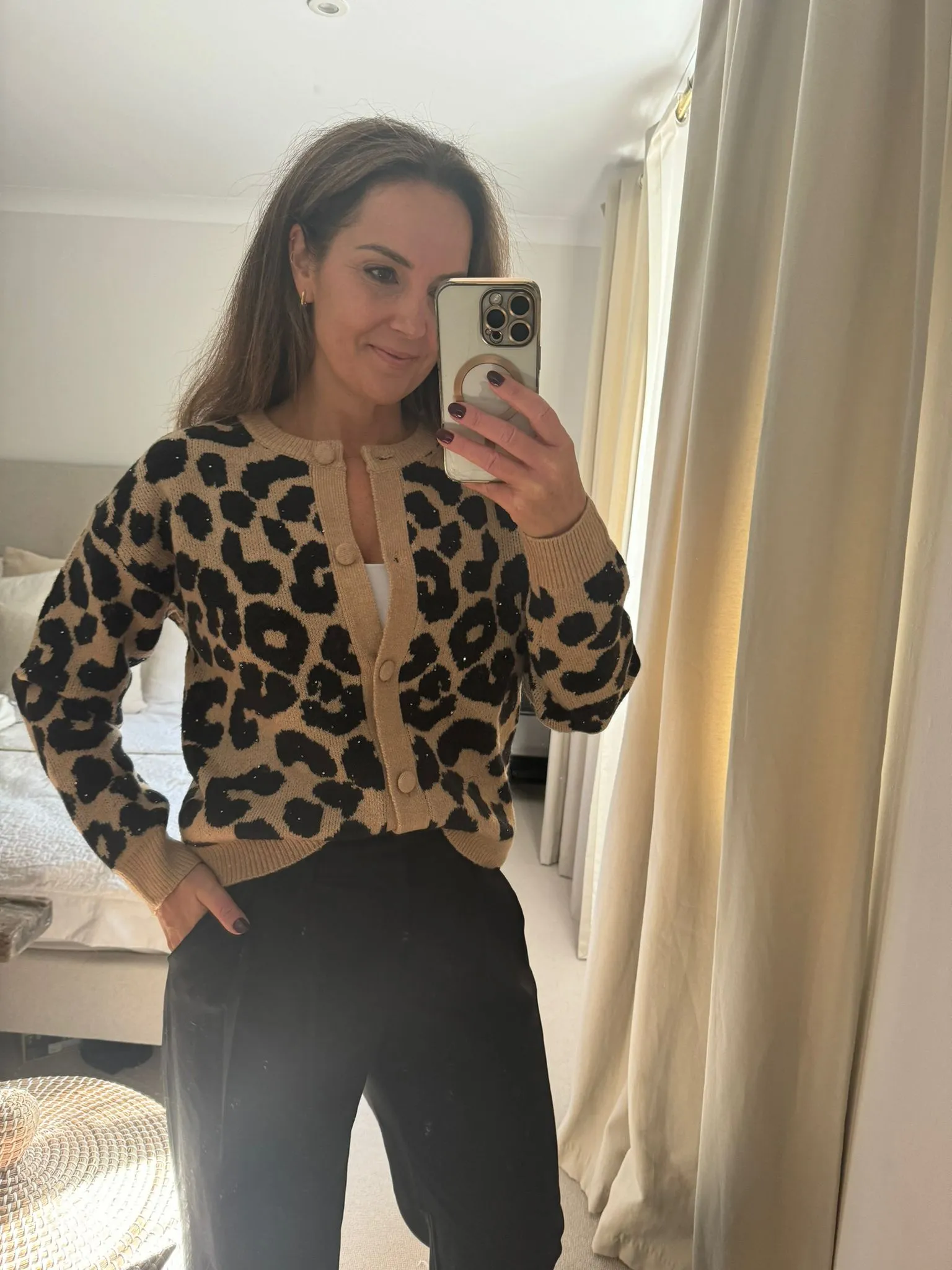 Leopard Print Sparkle Cardigan