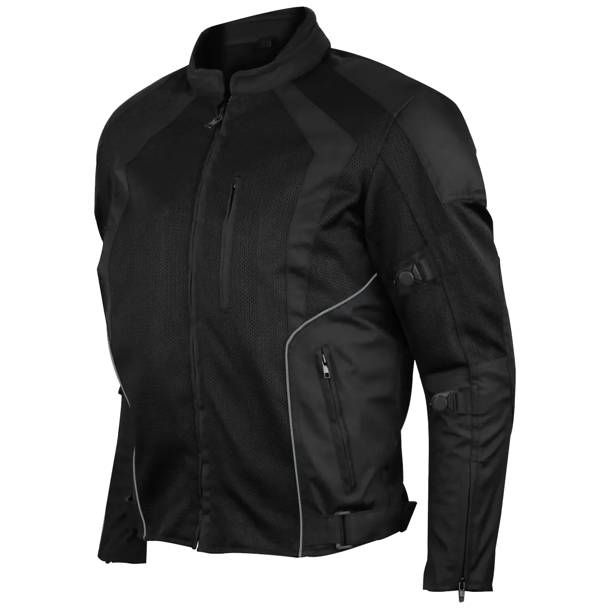 Mens Black Mesh Motorcycle Jacket with CE Armor