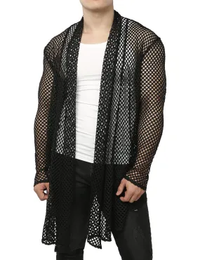 Men's Mesh Fishnet Fitted Muscle Cardigan
