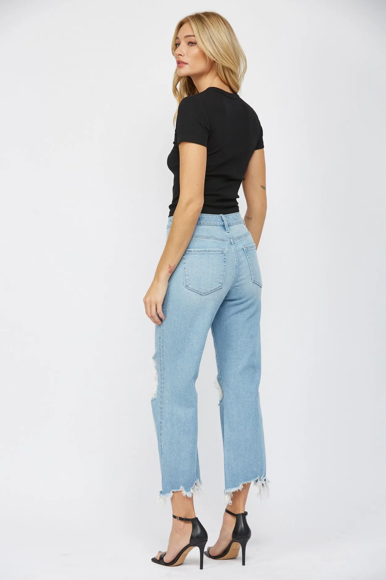 Mica 90's Vintage Crop Flare Denim Jeans *