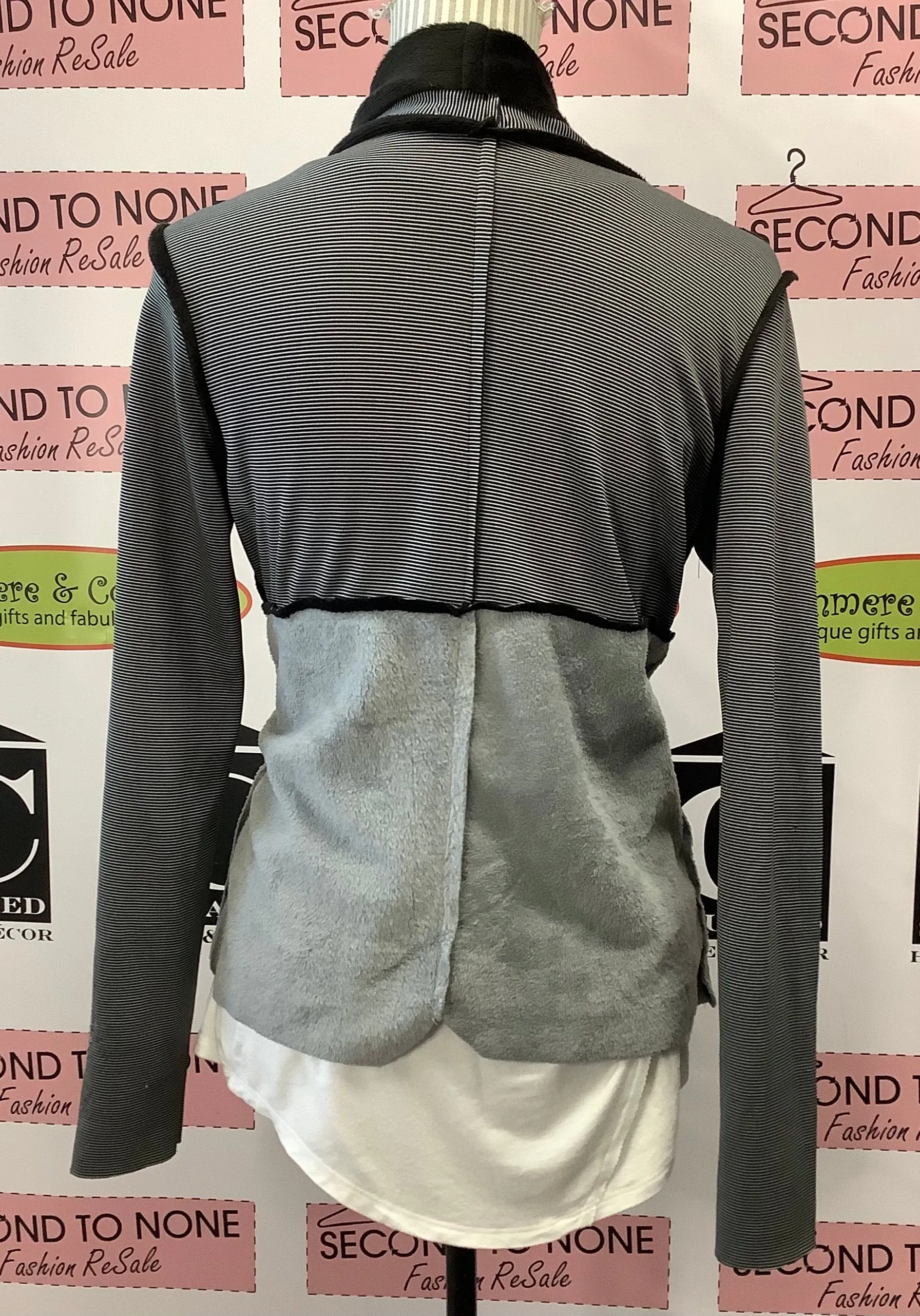 Micro Pinstripe Raw Edge Cardi (Size S)