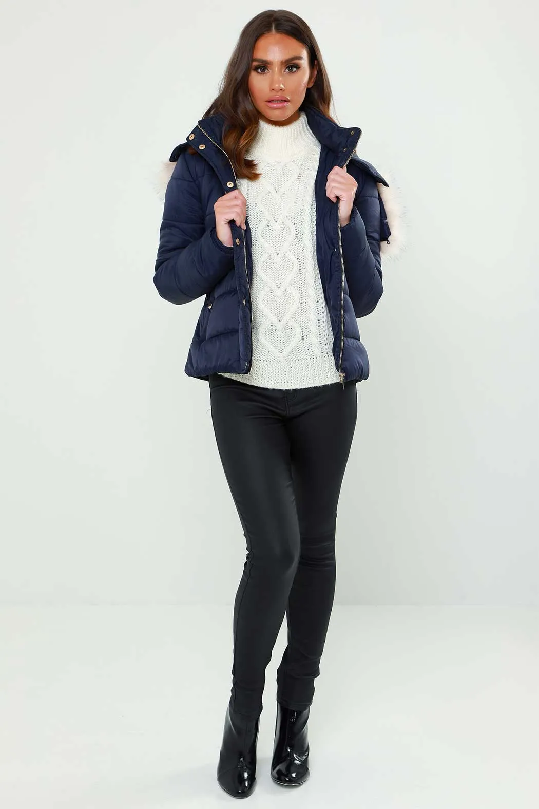 Navy Basic Padded Jacket
