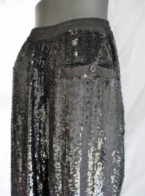 NEW NWT ASHISH Sequin Trouser PANTS BLACK XS Goth Womens Track Lounge