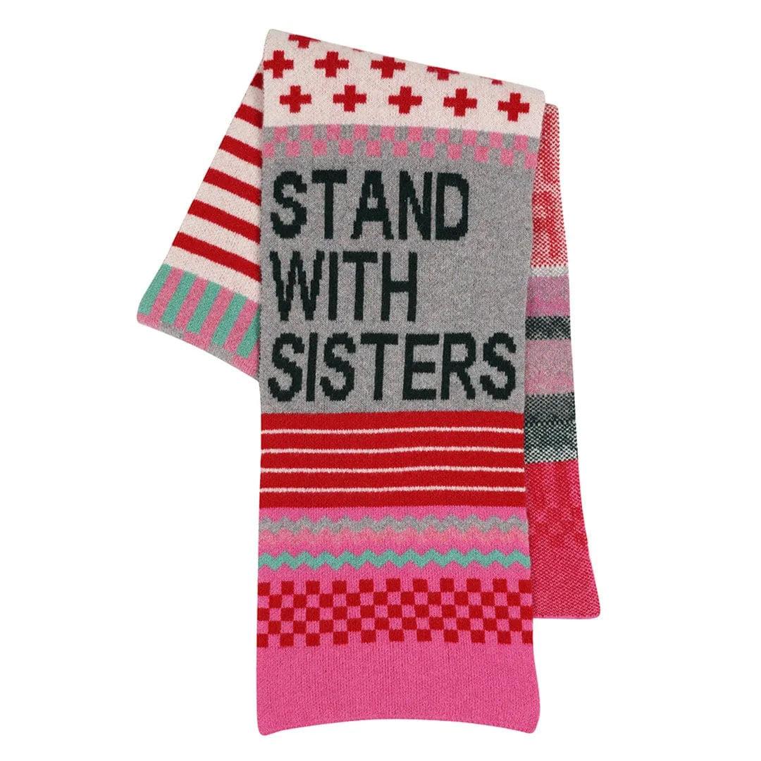 Patchwork Lambswool Scarf in Bubblegum Rouge & Opal