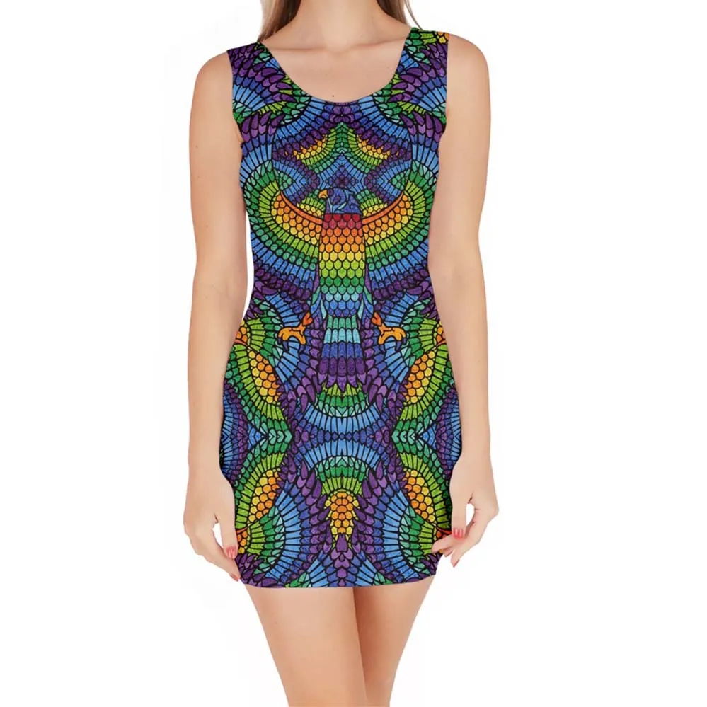 Rainbow Falcon of Horus Bodycon Dress