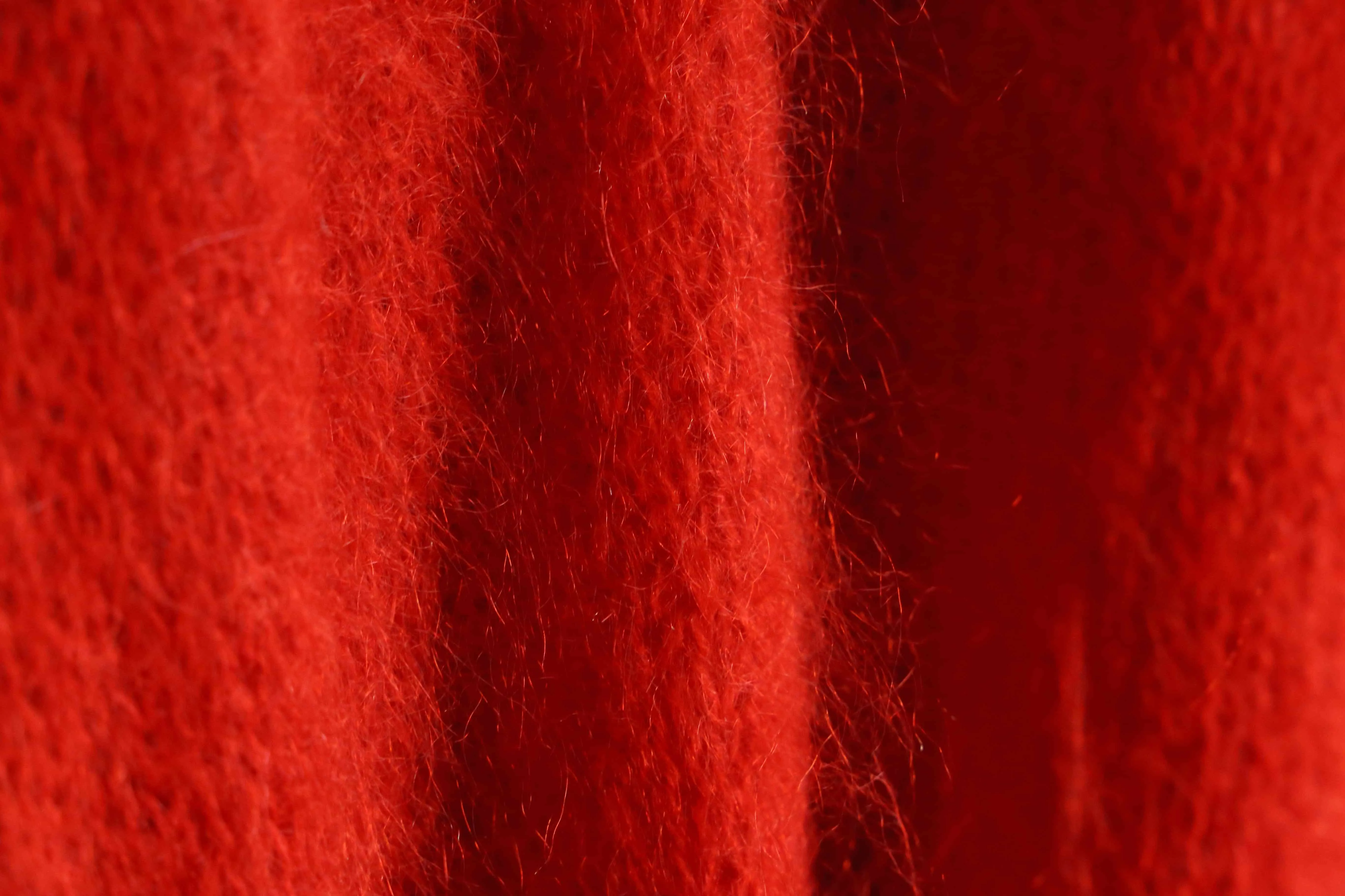 red color long mohair cardigan