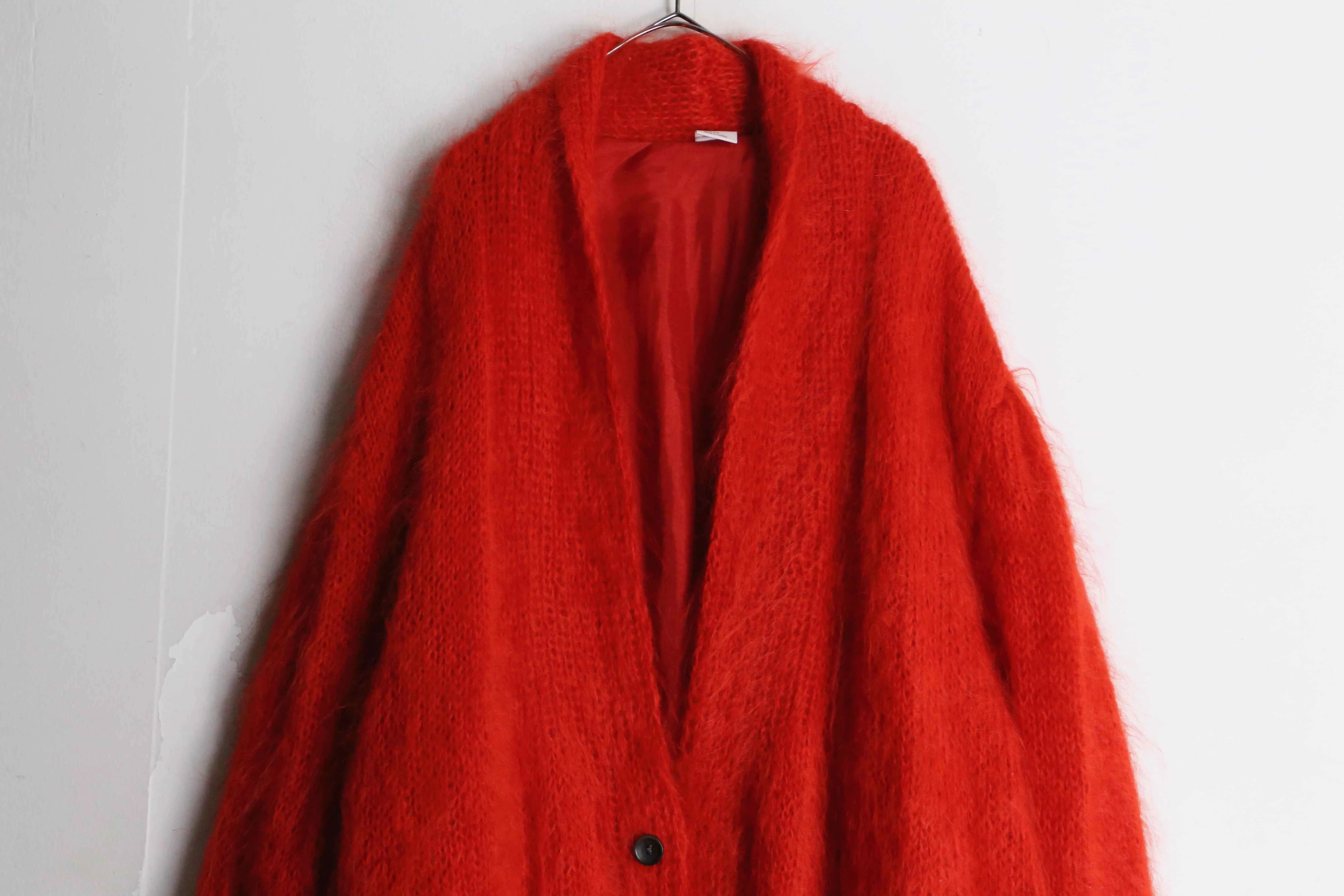 red color long mohair cardigan