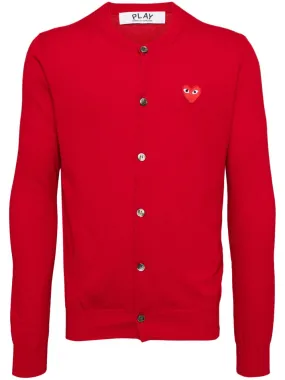 Round-Neck Red Emblem Cardigan