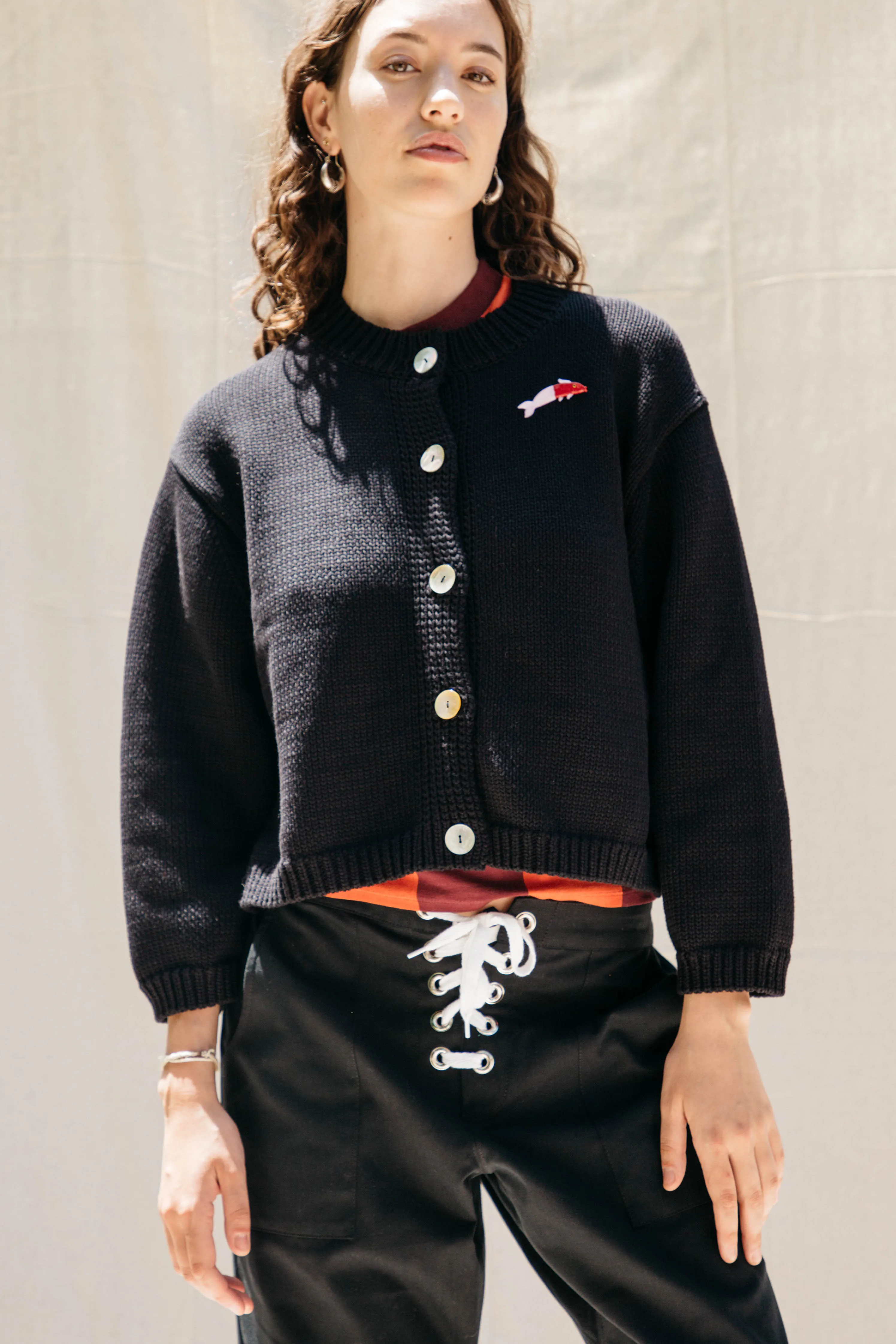 Shipley Cotton Cardigan - Black