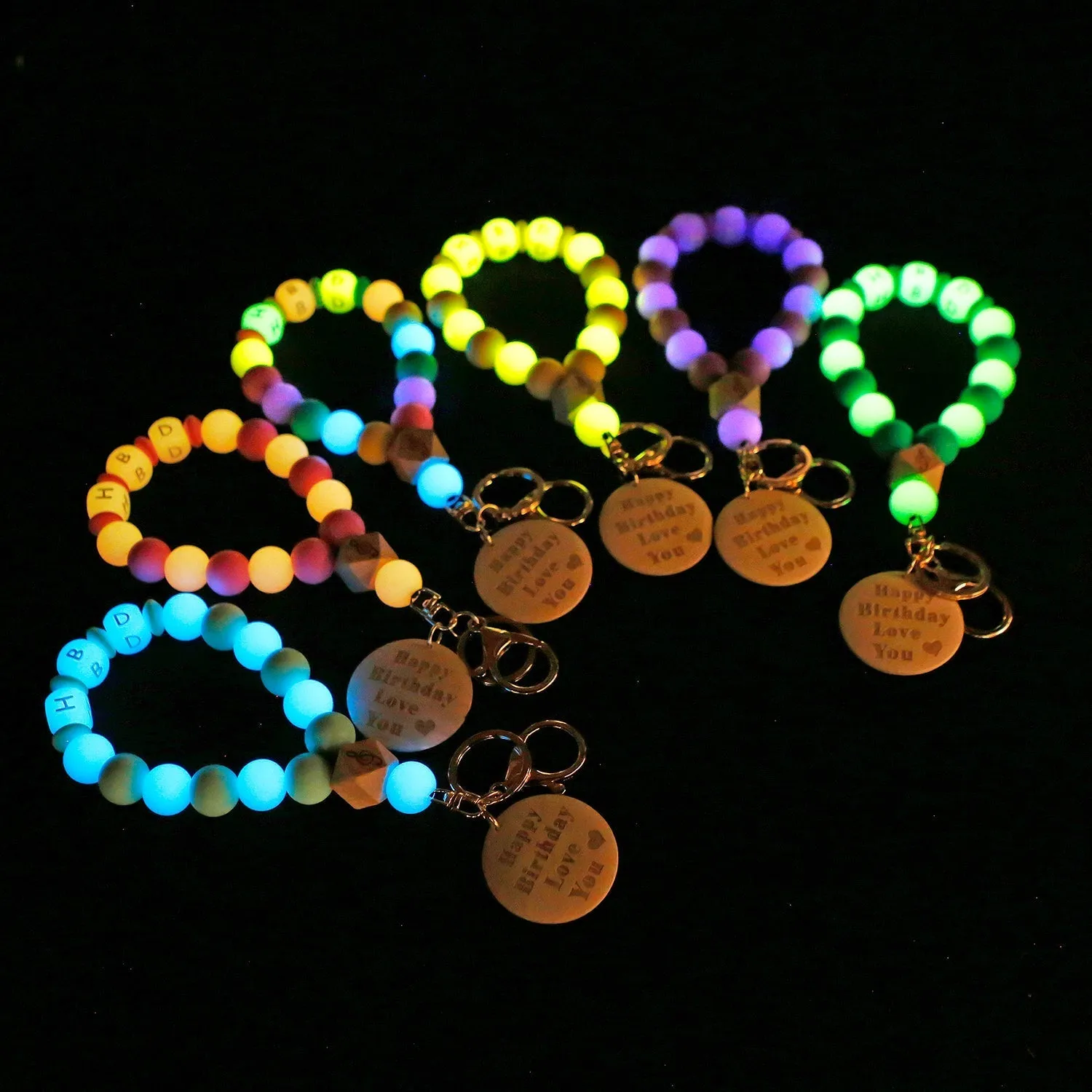 Silicone Beaded Wristlet - Glitter Bangle Keychain