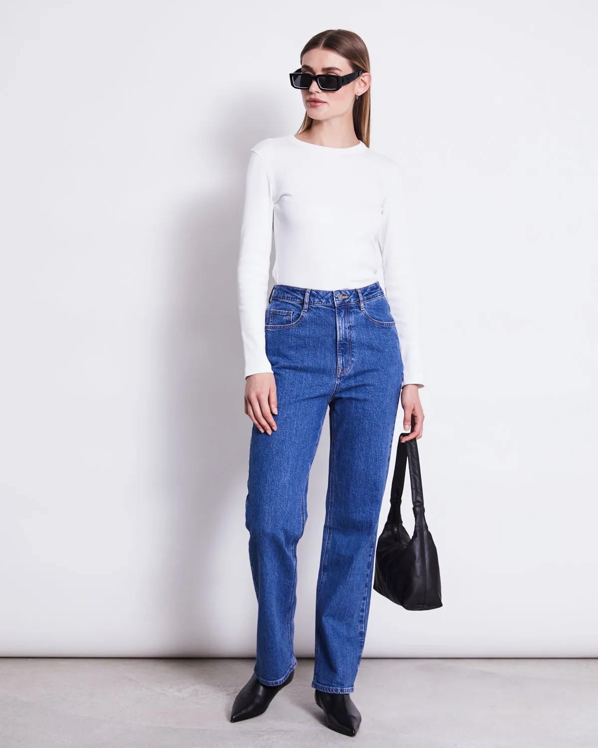 STRAIGHT LEG JEANS ALBA MID BLUE