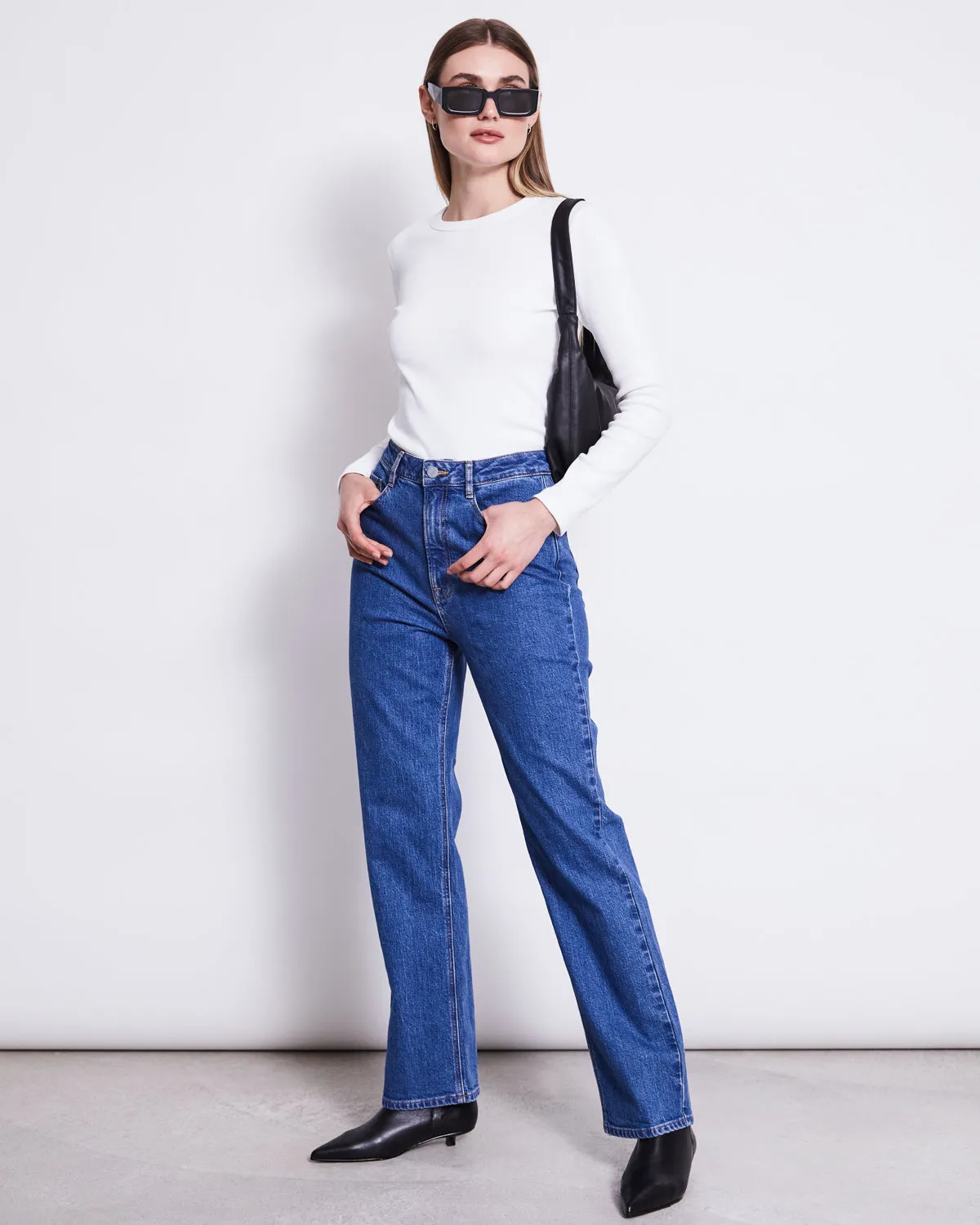 STRAIGHT LEG JEANS ALBA MID BLUE