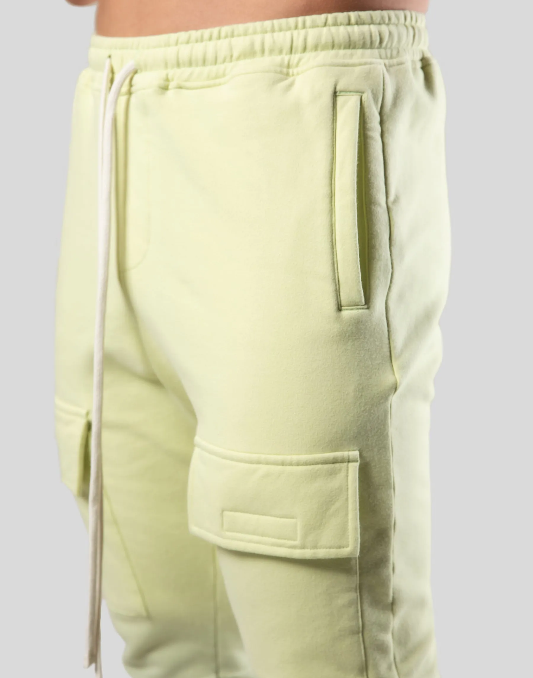 Stretch Sweat Cargo Pants- Lime